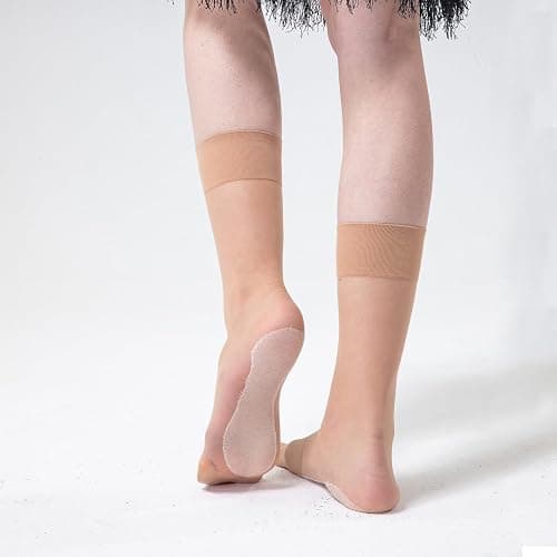 Mcool Mary Womens Nylon Sheer Socks Nude Crew Stocking Ultra Thin Cool See Through Calf High Silk Socks for Women 6Pack thumbnail 4
