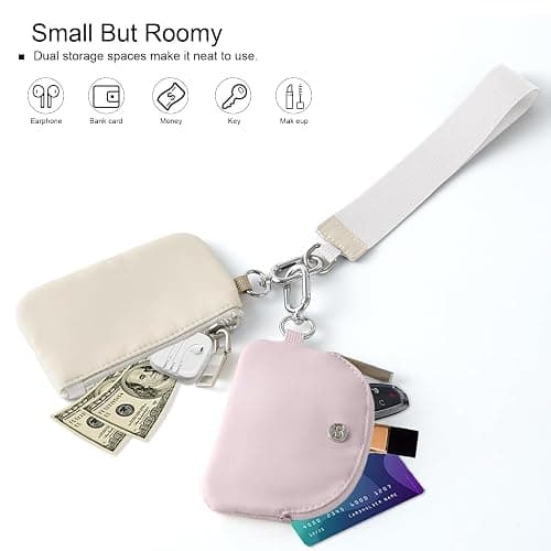 Babysun Mini Zip Around Dual Pouch Wristlet With 2 Straps Wristlet Keychain Wallet for Women Coin Purse Small Cute for Teen Girl thumbnail 3