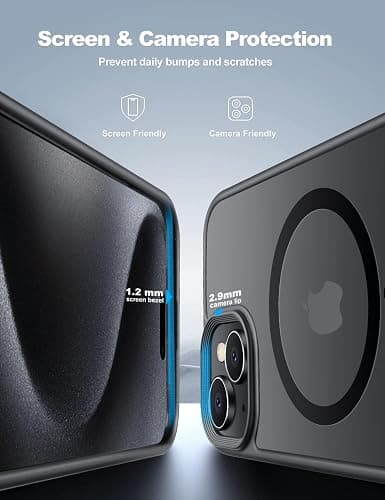 Tigowos Magnetic for iPhone 15 Case Drop Resistant Matte Skin Feeling Back Cover Shockproof Slim Fit for iPhone 15 Phone Case，Matte Black thumbnail 4