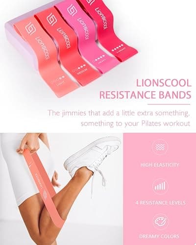 LIONSCOOL Pilates Ring Set – 14" Anti-Deformation Magic Circle with Padded Handles, Mini Ball, Resistance Bands, Guide & Bag thumbnail 4