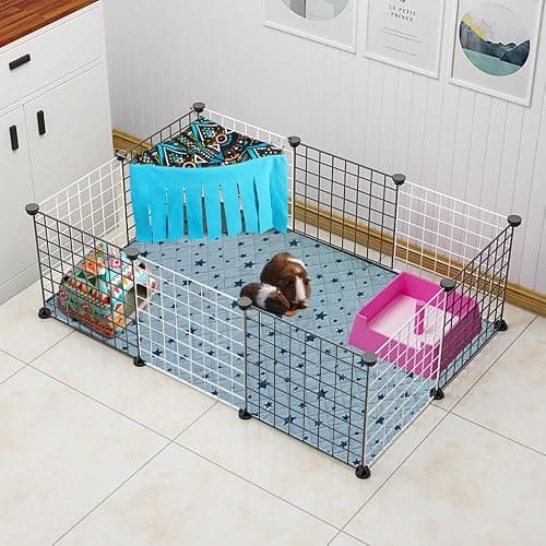 RIOUSSI Guinea Pig Hideout Hideaway Corner Fleece Toys Cage Accessories with Reversible Sides, Geo/Gray-Green+Blue, Pack of 2 thumbnail 6