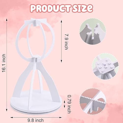 JORHANCE Collapsible Fursuit Head Stand with Rotating Base - Portable and Sturdy Display for Costume Heads (White) thumbnail 3