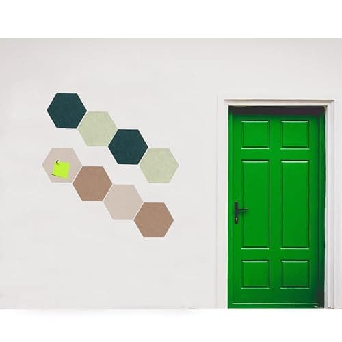 LAJAR 8 Pcs Hexagon Felt Bulletin Board Tiles, Self Adhesive Felt Pin Board Wall Tiles for Photos, Pictures, Memos (Green) thumbnail 6