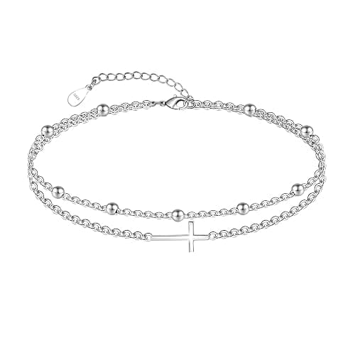CHIC & ARTSY 925 Sterling Silver Ankle Bracelets for Women, Adjustable Layered Foot Chains with Nature & Symbol Charms, Lightweight Comfort Fit Boho Beach Everyday Jewelry - Image 1