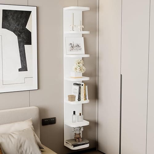 Dhanzoro 7 Tier Wall Shelf Unit – Rounded Corner White Shelf Floating Shelves for Wall Storage, Decorative Display Shelf, Modern Book Shelf for Bedroom, Living Room, Vanity thumbnail 9