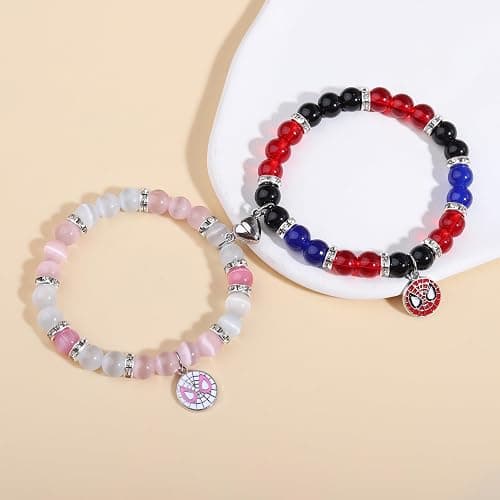 Korotho Matching Spider Bracelets for Couples Best Friend, Christmas Matching Heart Charm Bracelets Gifts for Couples Friends Spider Friendship Jewelry to Sister Bestie Long Distance Gift for Bf Gf thumbnail 3