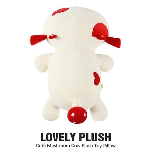 Onsoyours Cute Cow Plushie, Soft Stuffed Mushroom Love Cow Squishy Plush Animal Toy Pillow Gift for Kids (Red Mushroom Cow, 12") thumbnail 7