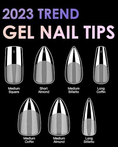Soft Gel Nail Tips Medium Stiletto, 120PCS Pre Buff Full Cover Shaped Nail Extenison Tips Half Matte Gel Nail Tips BORNBYME thumbnail 5