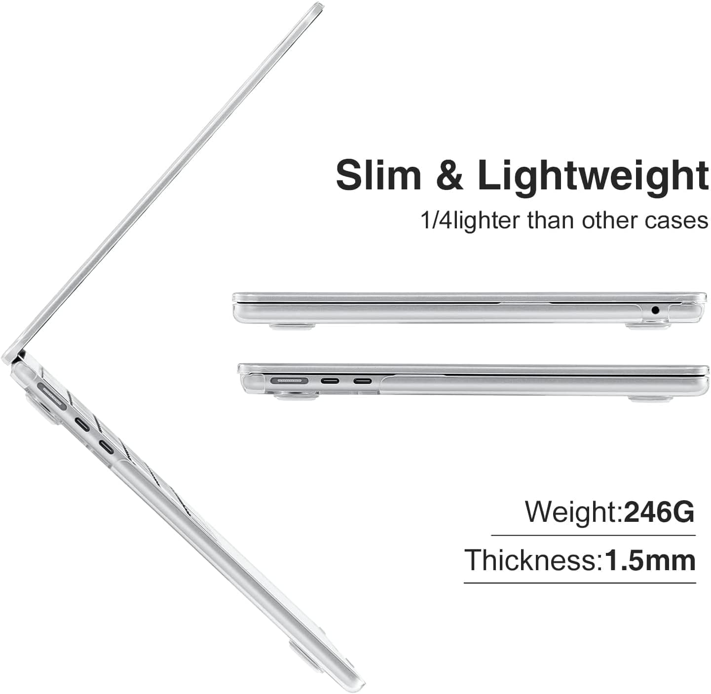 EooCoo Compatible with MacBook Air 13 inch Case for 2025-2022 M4 M3 M2 Model A3240 A3113 A2681, Protective Plastic Hard Case Cover Shell for MacBook Air 13.6 inch - Crystal Clear thumbnail 7