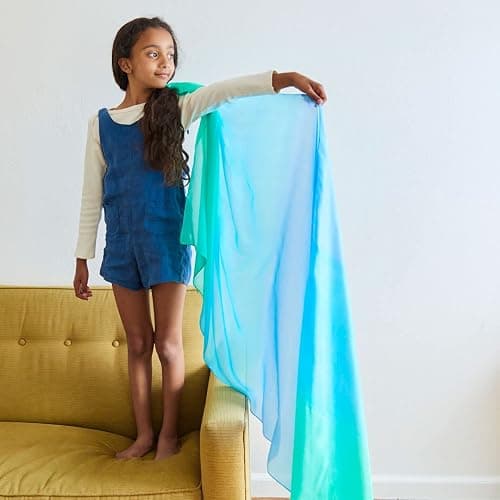 Sarah's Silks Giant Playsilk | 100% Silk Toy for Toddlers | Bright Colored Large Scarves for Fort Building and Pretend Play - Sea thumbnail 2