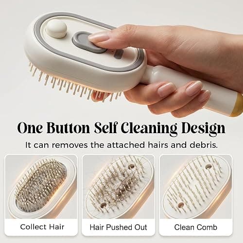 2026 New Electric Steam Brush for Hair, Upgrade Rechargeable 3 in 1 Self Cleaning Hair Brush with Water Spray, Electric Spray Air Cushion Massage Comb for Long Short Hairs Frizz Control (Purple) thumbnail 7