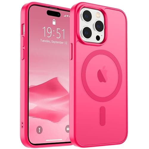 SUPFINE Magnetic for iPhone 14 Pro Max Case (Compatible with MagSafe) (Military Grade Drop Protection) Slim Translucent Matte Shockproof with Anti-Fingerprint Phone Case,Hot Pink - Image 1