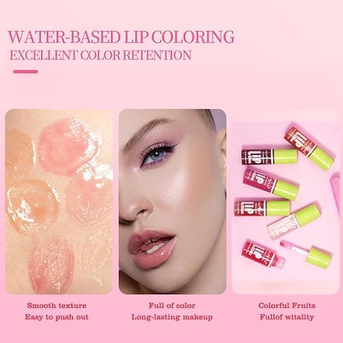 Yasovigi 6 Colors Lip Oil Lip Stain, Watery Lip Oil Lip Tint Stain Set, Liquid Lipstick Lip Gloss Moisturizing, Multi-use Lip and Cheek Tint, Non-Sticky, High Pigment (Type A) thumbnail 5