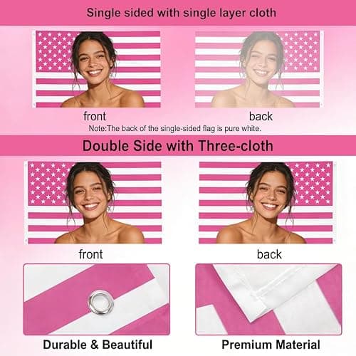 Custom Pink American Flag 3x5 Ft, Personalized Funny Flags with Photo Text, Tear Resistant Tapestry for Room Dorm Concert Outdoor Garden Decor thumbnail 5