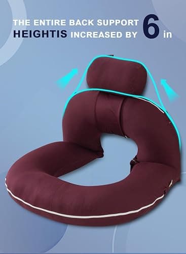 INSEN Reading Pillow, Back Pillow for Sitting in Bed and Couch, Gaming Pillow for Adults, Sit Up Support for Bed (, Upgrade-Cooling Wine, Upgraded) thumbnail 3