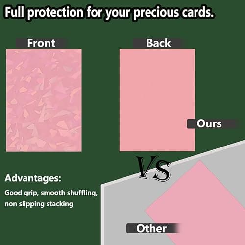 100 Count Pink Card Sleeves for Trading Cards, Perfect Fit Shiny MTG Card Sleeves, Holographic Card Sleeve Fit for Magic, Photocard, TCG, Baseball/Sports Cards, Yugioh Card, Game Card 66 * 91 mm thumbnail 4