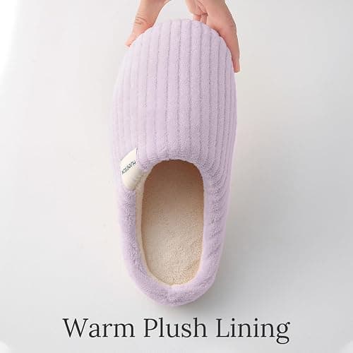 HUXMEYSON Slippers for Women, Warm Memory Foam Comfy House Slippers with Anti-Skid Rubber Sole for Indoor and Outdoor thumbnail 3
