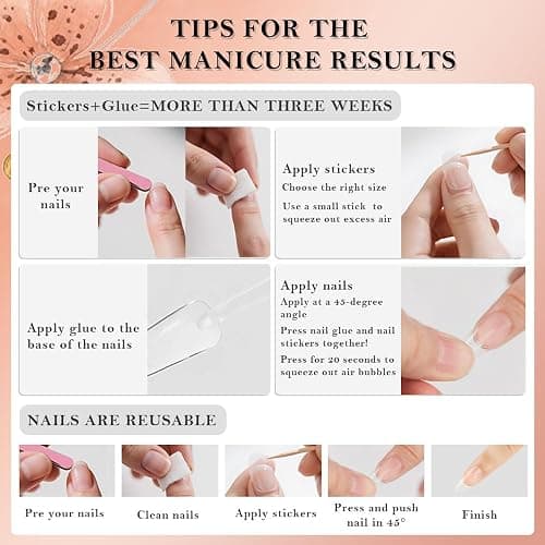 XZMeiLun Handmade 3D Flower Brown Press On Nails Medium Almond, 3D Floral Pearl Designer Reusable Acrylic Fake Nail, Stick On Glue On Nail, Nails Press Ons Daily Wear False Goth Nails For Women thumbnail 4