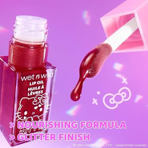 wet n wild Hello Kitty Glitter Lip Oil, New 10 Oil Infused Formula, Warm Apple Pie Lightly Scented, Sparkly Bold Colors, Cruelty-Free & Vegan - Magic Apple thumbnail 2
