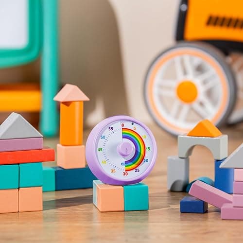 Visual Timer for Kids, 60-Minute Countdown for Classroom Office Kitchen, Desk Timer Kids Time Management Tools with Silent Operation, Pomodoro Timer Rainbow Pattern Purple thumbnail 5