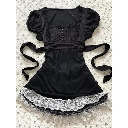 Emo Goth Tops Women Teen Girls Y2k Fairy Grunge Short Sleeve Peplum Blouses Whimsical Gothic Clothes 2000s Shirt thumbnail 4
