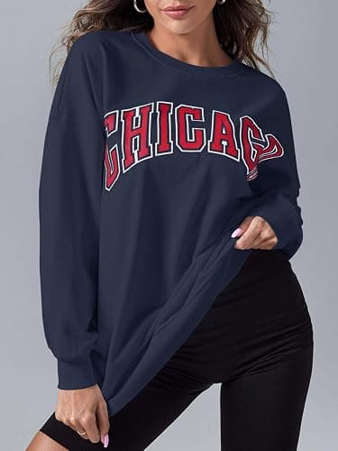 Langwyqu Women's Oversized Sweatshirt Los Angeles California Crewneck Long Sleeve Casual Loose Pullover Tops thumbnail 2
