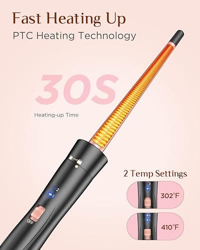 5 in 1 Wand Curling Iron-Kinked Curling Wand Set with Flat Iron Hair Straightener, 3 Barrels Hair Crimper, 3 Ceramic Curling Irons (0.35"-1.25"), 2 Temps Fast Heat Hair Waver Curler with Glove & Clip thumbnail 6