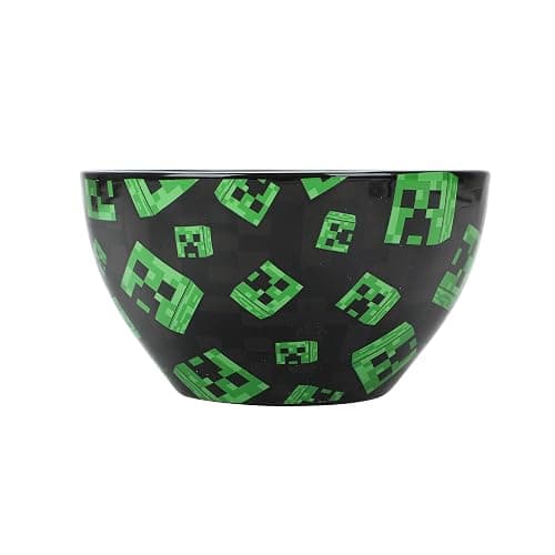 Bioworld Minecraft Creeper Faces 20 Oz Black Ceramic Ramen Bowl With Plastic Chopsticks thumbnail 6