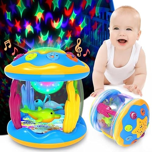 Baby Toys 6 to 12 Months - Musical Projector Rotating Light Up Toys, Tummy Time for Infant 12-18 Months, Learning Toy for Toddler 1 2 3 Years Old, Birthday Gifts for Boys Girls 0-3-6-9-12-18 Month - Image 1