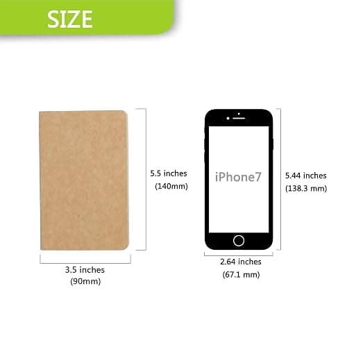 TWONE Pocket Notebook, 6 Pack Softcover Mini Notebooks 3.5" x 5.5" Kraft Brown Notebook Small Memo Notepad for Men Women Kids Traveler Author, 30 Sheets,60 Blank Pages thumbnail 3