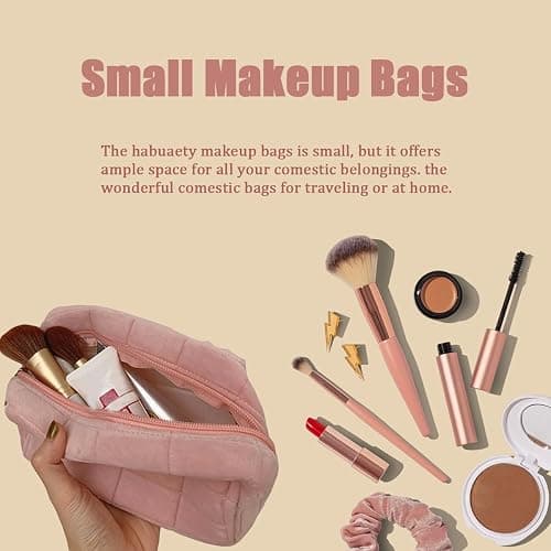 HABUAETY Makeup Cosmetic Bag Small Checkered Pouch Make Up Purse Bag Y2k Accessories - White thumbnail 5