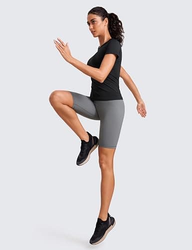 CRZ YOGA Seamless Workout Tops for Women Hip Length - Athletic Running Gym Yoga Short Sleeve Shirts Breathable Crewneck Tees thumbnail 4