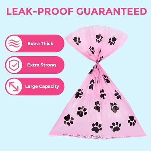 Dyforce 600 Count Dog Poop Bags Rolls with Dispenser Pink | Scented Leak Proof Pet Waste Poop Bags for Dogs 13x9", Extra Thick and Large Doggy Cat Litter Bags for Poops with Holder thumbnail 6