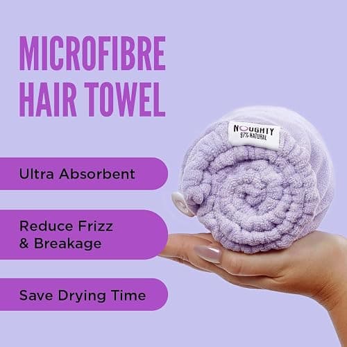 Noughty 97% Natural Microfiber Hair Towel Quickly Absorbs Moisture Quick-dry Wrap, Reduces Breakage Combats Frizz Purple thumbnail 3