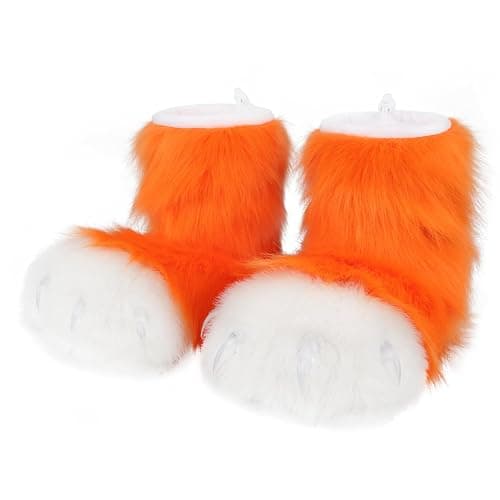 HAOAN Furry Animal Paw Slippers Fuzzy Boots Cat Fox Wolf Bear Claw Shoes Halloween Cosplay Costume Accessories thumbnail 4