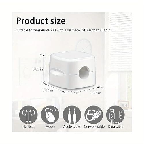 6 Pack Cord Organizer Cable Holder Clips thumbnail 2