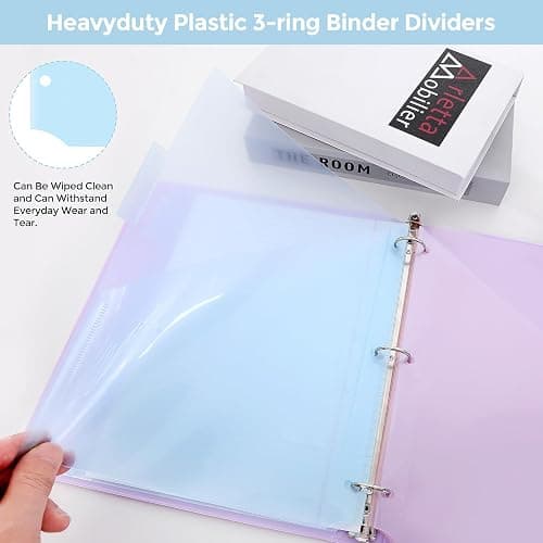 SKYDUE Binder Dividers with Two Pockets, 2Sets, 5 Tabs Dividers for 3 Ring Binder, Plastic Binder Dividers with Tabs for School, Office, and Home Organization thumbnail 5