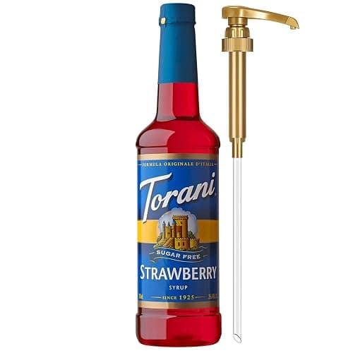 Torani Sugar Free Syrup, Strawberry, Zero-Calorie Flavoring for Drinks, Pump Included, 25.4 Oz - Image 1