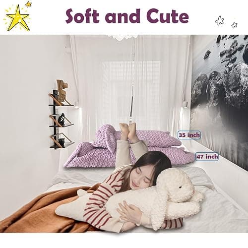 Hofun4U Rabbit Plush Pillow, Rabbit Stuffed Animal, Rabbit Plush Long Body Pillow Gift for Kids Adults (White,47 inch) thumbnail 4