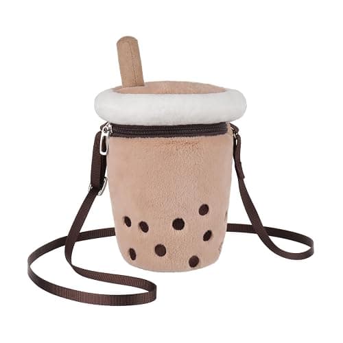 Apricot Lamb Boba Tea Shaped Crossbody Plush Purse for Toddlers and Teen Girls, Stuffed Animal Shoulder Bag, Kids Fashion Handbags thumbnail 6