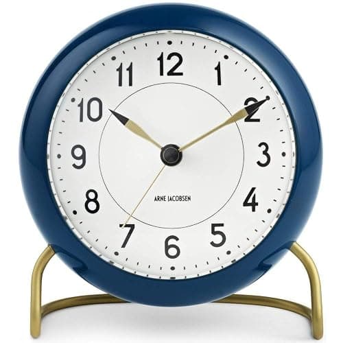 Arne Jacobsen Table Clock Diameter 11 cm Station Original Design Snooze Function Blue - Image 1