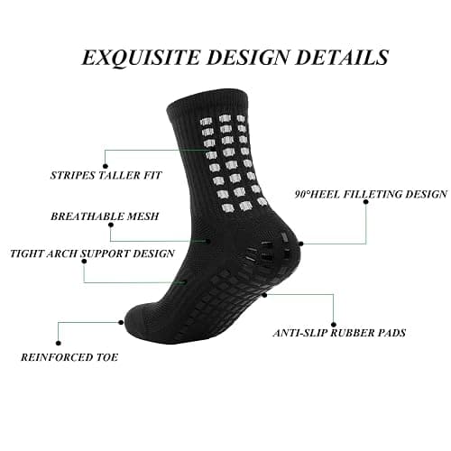 MIHAIR 2/6 Pairs Kids Grip Soccer Socks Cushioned Non Slip Grippy Youth Football Basketball Athletic Sports Socks thumbnail 4