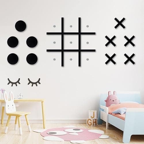 Magnetic Tic Tac Toe Wall-Mount Game,Game Room Decor,Modern Wall Decals for Kids Room,Classroom&Offices,Best Gift for Family, Friends (Black) thumbnail 6