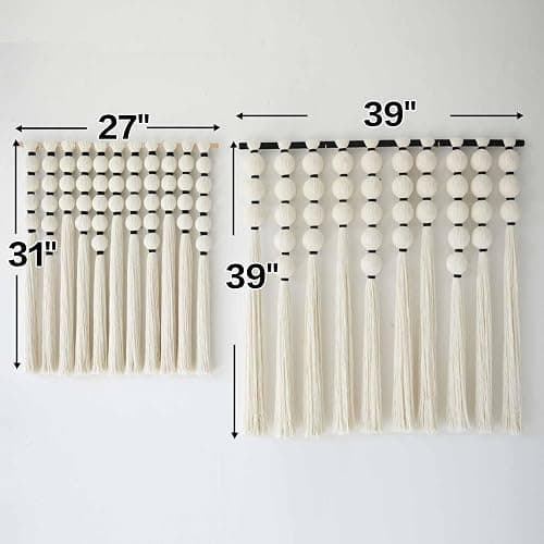 IOWER Macrame Wall Hanging Boho Wall Decor Sphericity Cotton Textile Wall Hanging Art Fiber Yarn Art Handmade 27" Wx31 L Detachable Assembly - Beige Medium thumbnail 5