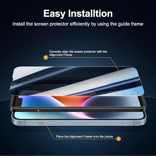 NEW'C 3 Pack Privacy for iPhone 16e, iPhone 14, 13, 13 Pro Screen Protector (6.1 inches), Anti-Spy Tempered Glass Film, Balanced 28-Degree Privacy Angle - Easy installation tool included thumbnail 5
