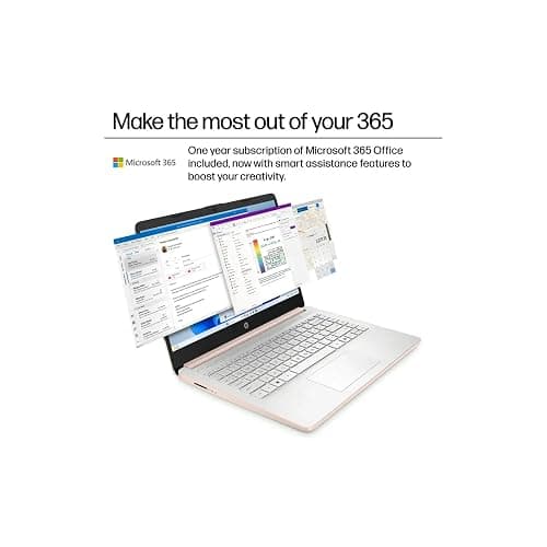 HP Rose Gold Ultrabook 14 Laptop with Office 365, Intel 4-Core CPU, 1.1TB Storage (1TB OneDrive and 128GB Emmc), 8GB RAM, Windows 11, No Mouse thumbnail 6
