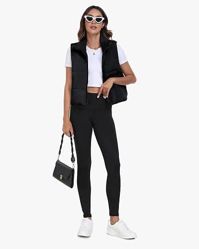 Memorose Puffer Vest for Women Winter Outwear Jacket Cropped Sleeveless Lightweight Fashion Fall Coat with Pockets thumbnail 5