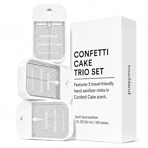 Touchland Confetti Cake Hydrating Hand Sanitizer Spray, 3 Pack Travel Size | TSA ready Power Mist with skincare benefits. Sugary and joyful scent, pairs well with a Frosted case bag charm. thumbnail 3