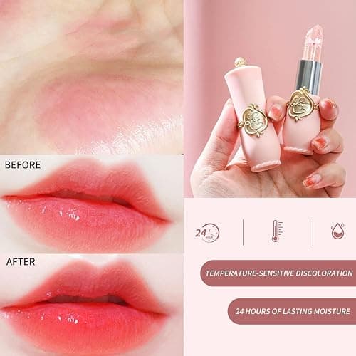 3 Packs Flower Jelly Lippenstift Set Magic Temperature Farbwechsel Lippenbalsam Langanhaltende Feuchtigkeitscreme Aloe Vera Flower Jelly Lippenstift Makeup Set (3PCS Set A) thumbnail 8