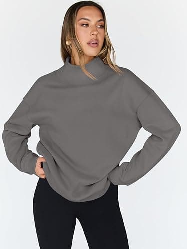 Trendy Queen Womens Oversized Sweatshirts Turtleneck Pullover Long Sleeve Hoodies Tops Fall Fashion Outfits 2025 Clothes thumbnail 2